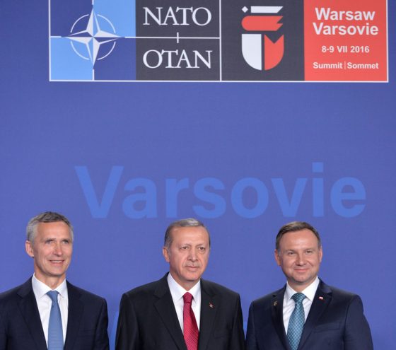 NATO Secretary General Jens Stoltenberg, President of Turkey Recep Erdogan and the President of Poland, Andrzej Duda, in Warsaw on July 8, 2016. (Image source: NATO/Flickr)