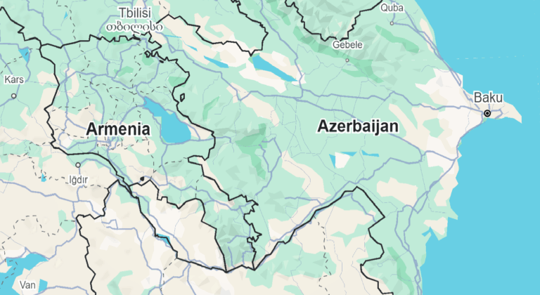 Armenia-Azerbaijan map. Image © 2025 Google