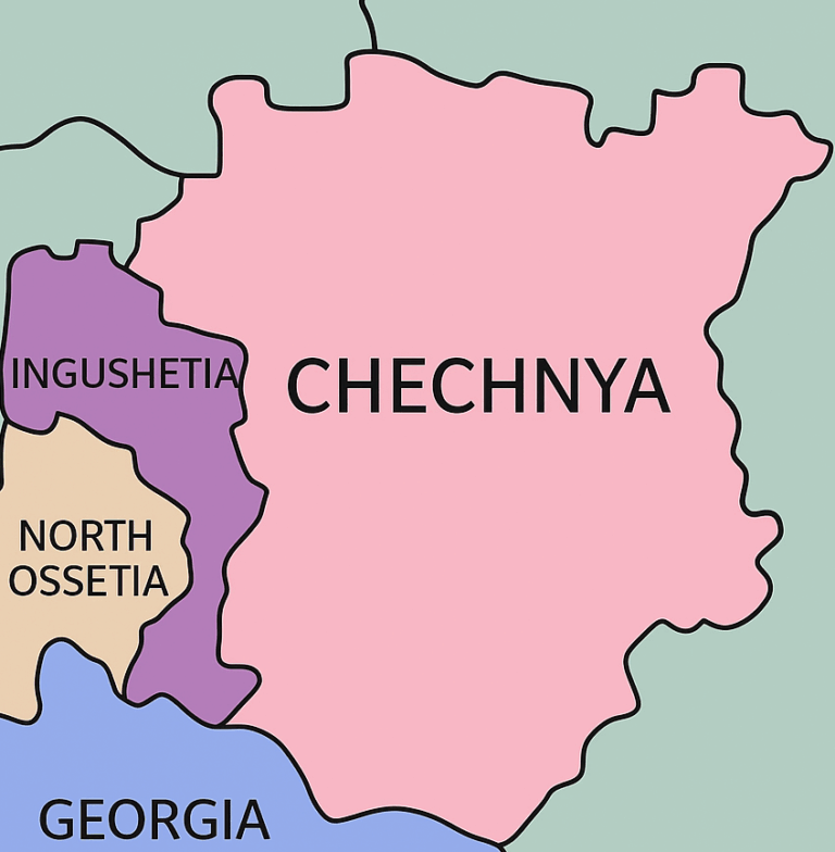 Chechnya and Ingushetia (AI generated map)