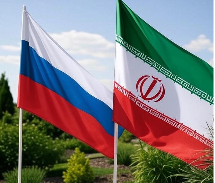 Flags of Russia and Iran