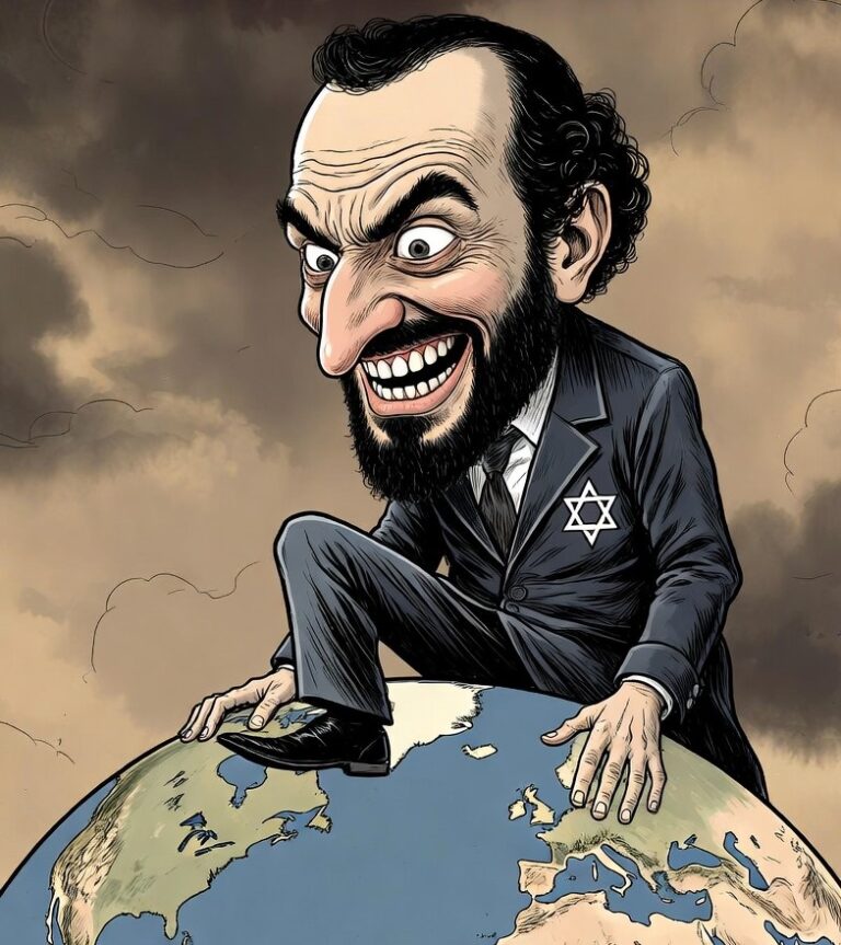 Antisemitic caricature (AI generated)