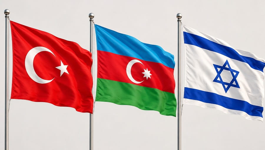 Turkish, Azerbaijani and Israeli flags (1) Turkish, Azerbaijani and Israeli flags (1)